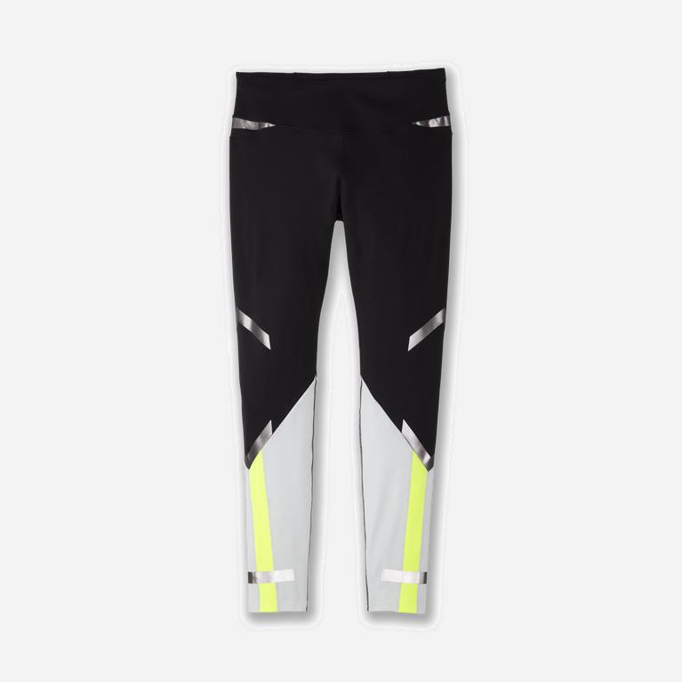 Brooks Carbonite Tight Running Leggings Dame Outlet - Svart/Grå/Grønn Gul - Norge (JHY174958)